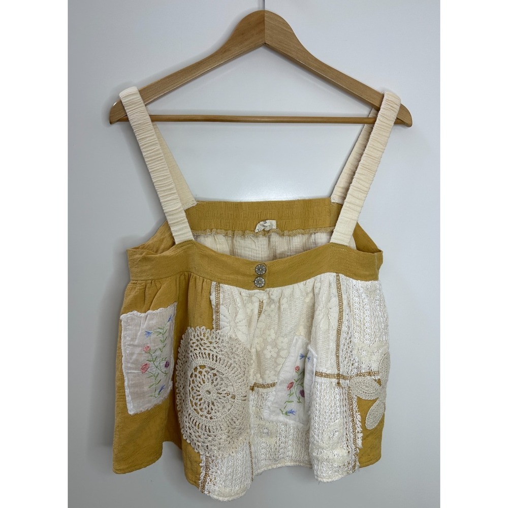 POL Patchwork Floral Embroidered Crochet Lace Cami Top & Wide Leg Pants Set S - Picture 4 of 16